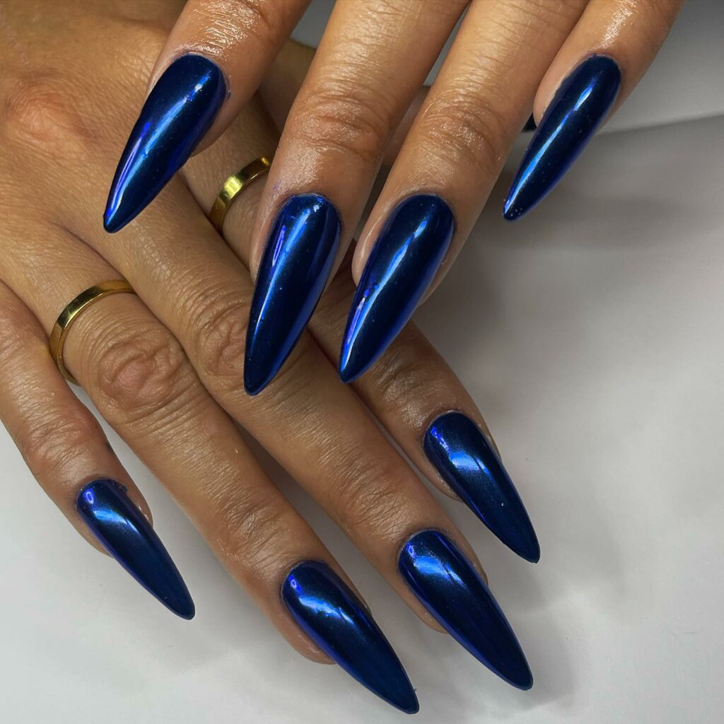 22 Latest Blue Chrome Nail Ideas To Try In 2024! 32 Dynamic Stiletto Blue Chrome Nails