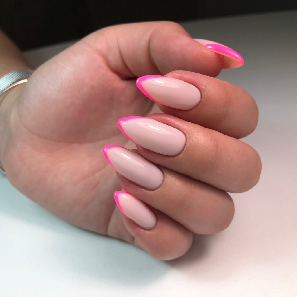Adorn Your Nails with 30 Light Pink Nail Designs in 2024 37 Stiletto Light Pink Nails with a French Hot Pink Tip