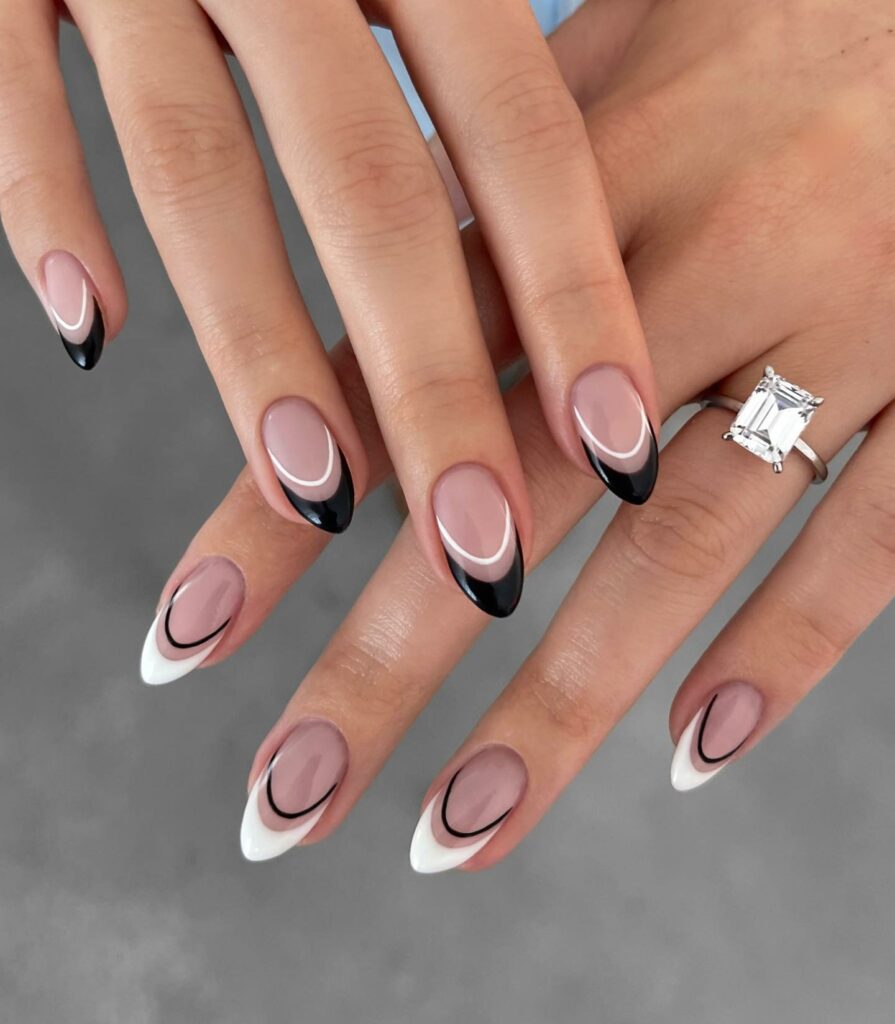 22 Latest Short Black French Tip Nail Ideas To Try In 2024! 23 Stiletto Short Black French Nails