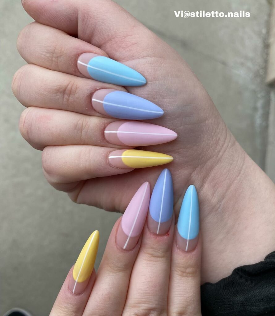 34 Latest Pastel Nail Designs To Try in 2024! 30 Stiletto pastel nails