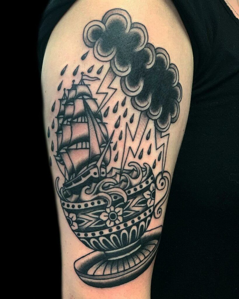 11+ Teacup Tattoo Ideas You Have to See to Believe! 16 Storm In The Sea In A Teacup Tattoo