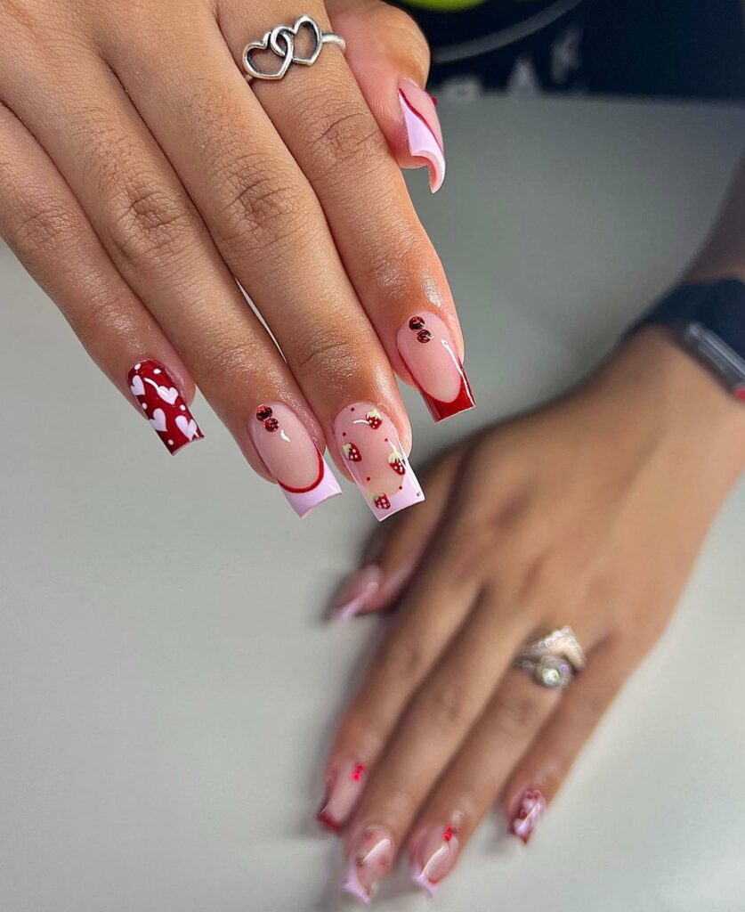 32 Latest Square French Nail Designs To Try In 2024! 33 Strawberry Square French Nails