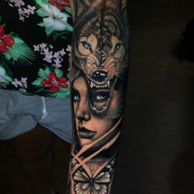 12+ Wolf Face Tattoo Ideas To Inspire You! 20 Strong Wolf-Woman Tattoo