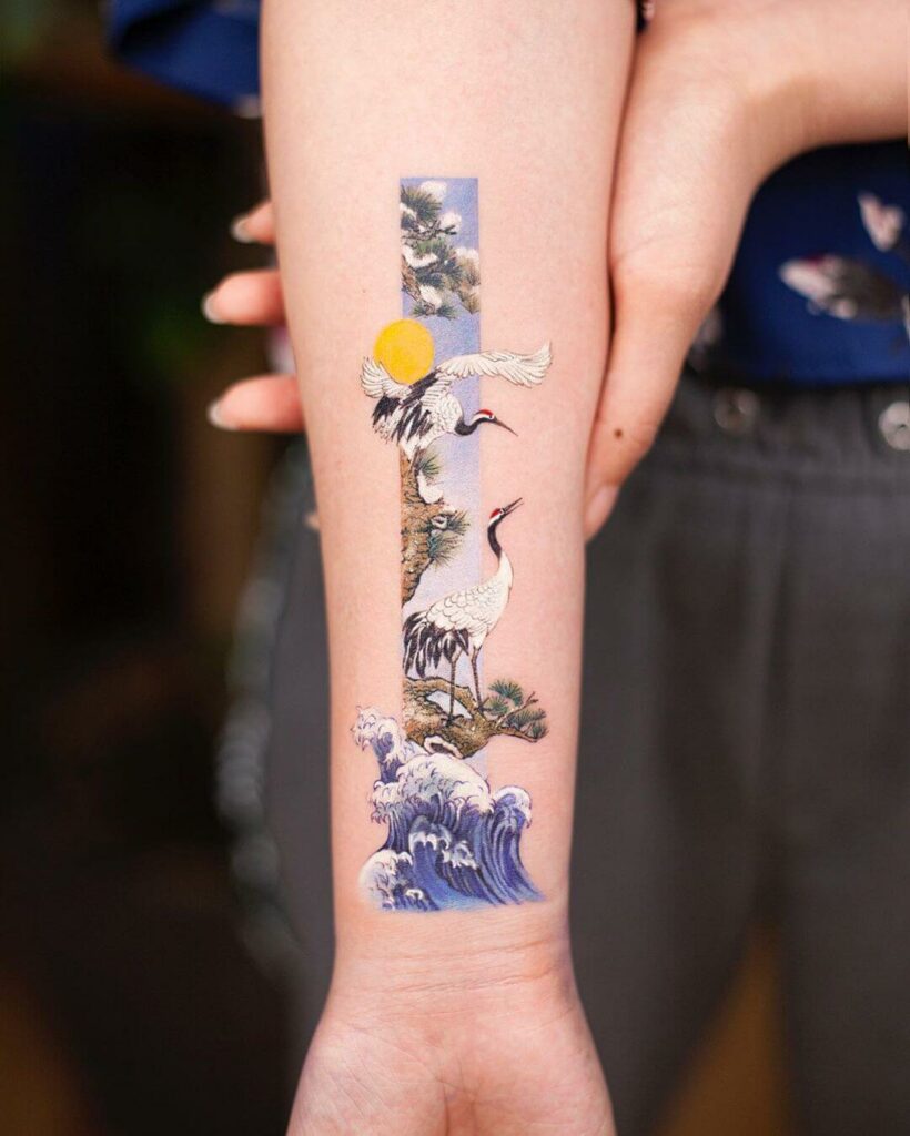 12+ Frame Tattoo Ideas To Inspire You! 11 Stunning Frame Crane Tattoo