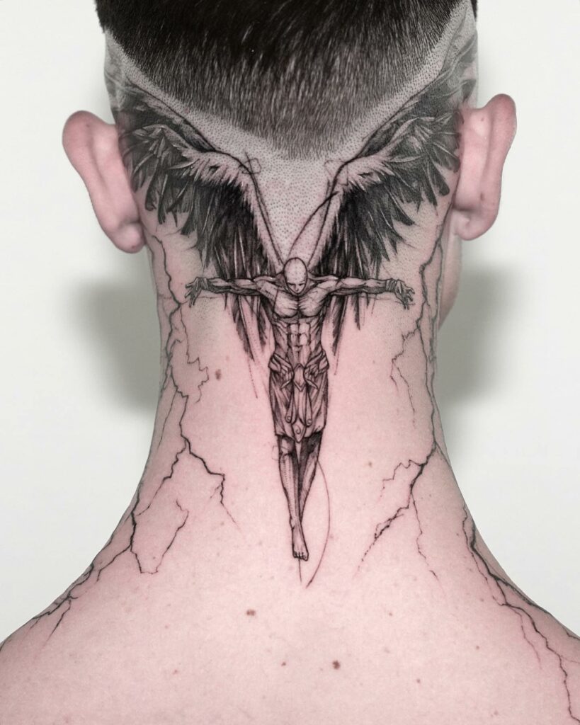 10+ Angel Neck Tattoo Ideas That Will Blow Your Mind! 19 Stunning Guardian Angel Tattoo