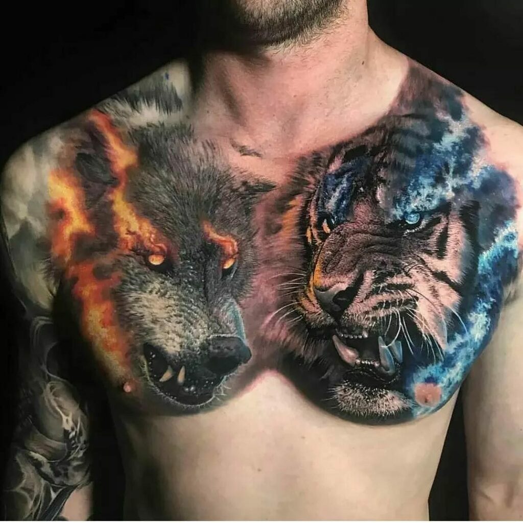 11+ Wolf Tattoo on Chest Ideas That Will Blow Your Mind! 18 Stunning Wolf Tattoo Design