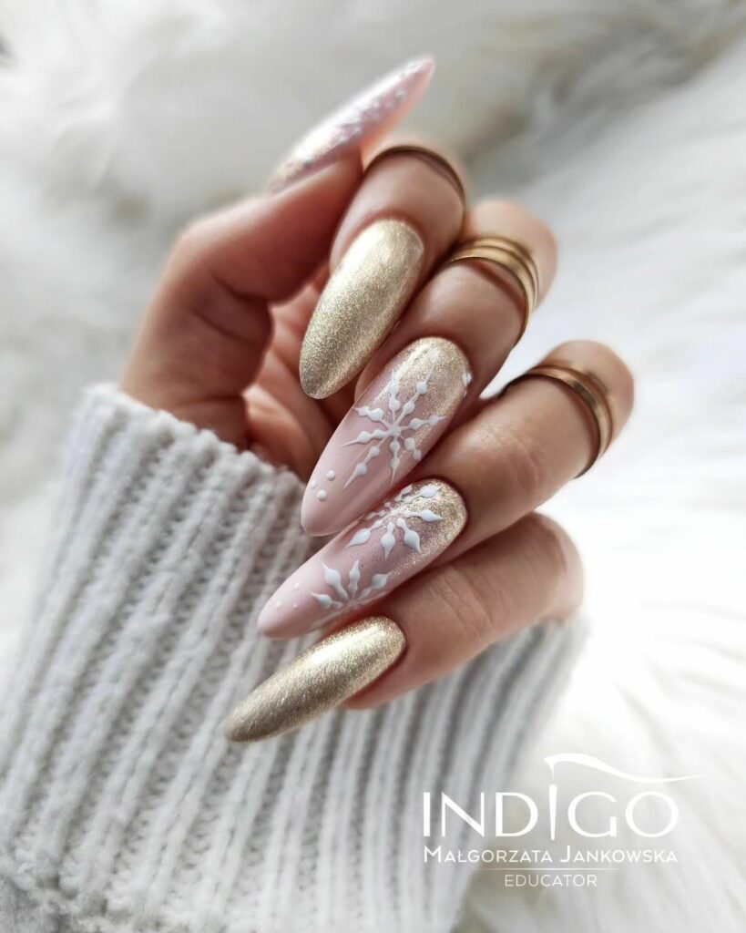 Feel Festive with 30 Christmas Almond Nail Ideas in 2024 29 Subtle and Shimmery Christmas Almond Nails