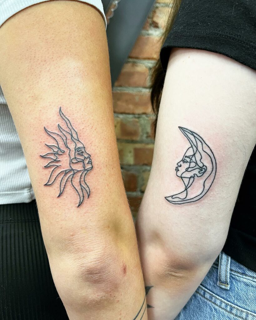 10+ Sun And Moon Tattoo Matching That Will Blow Your Mind! 12 Sun And Matching Crescent Moon Tattoos