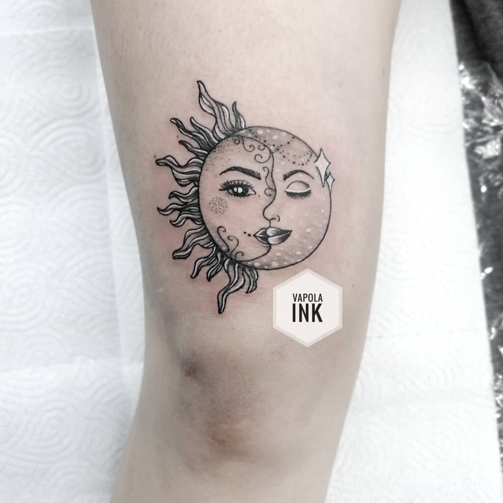 10+ Above The Knee Tattoo Ideas That Will Blow Your Mind! 13 Sun And Moon Above The Knee Tattoos