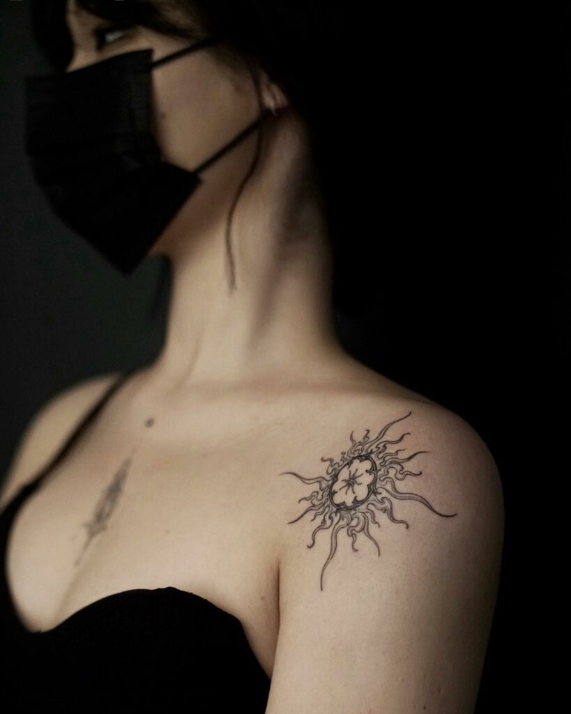 10+ Small Sun Tattoo Designs That Will Blow Your Mind! 12 Sun Shoulder Tattoo