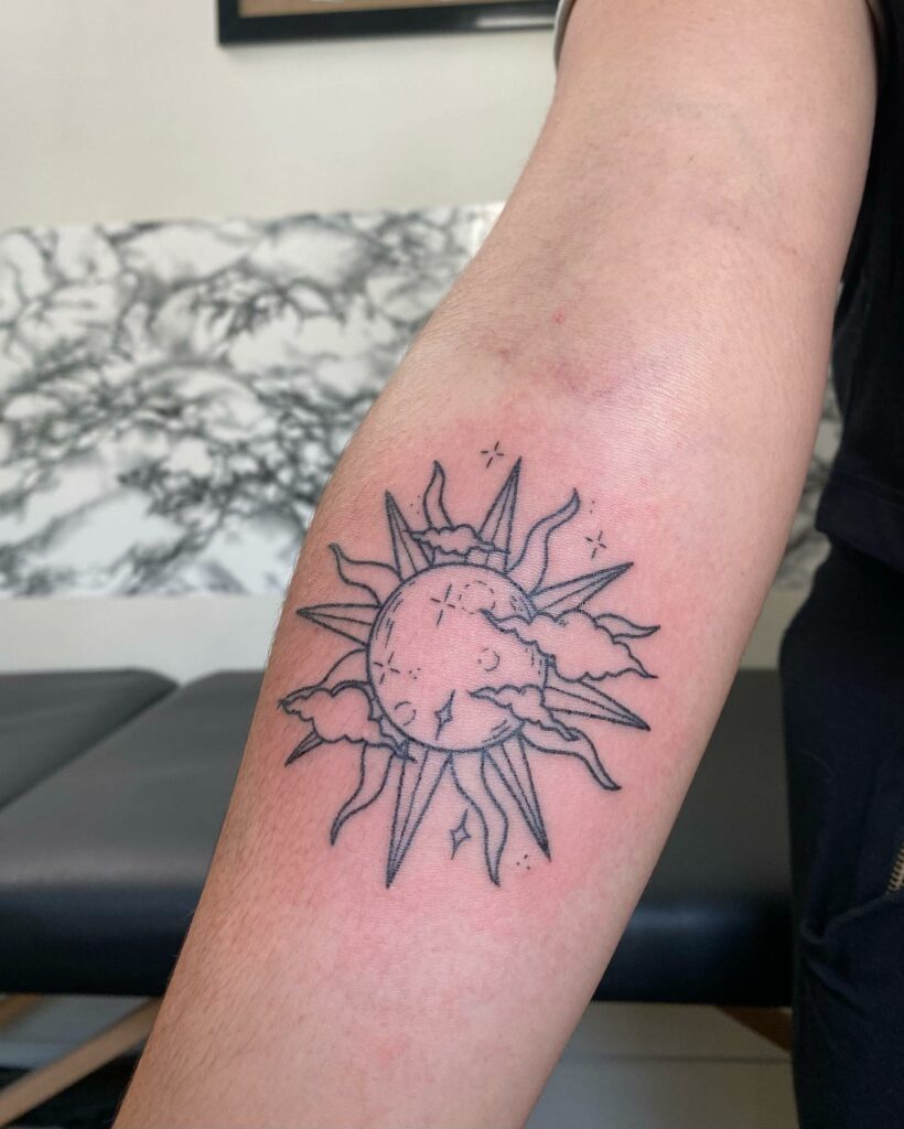 10+ Small Sun Tattoo Designs That Will Blow Your Mind! 11 Sun Tattoo With Clouds