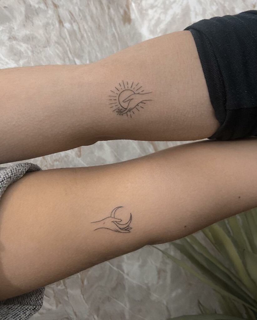 11+ Mother Of Two Tattoo Ideas That Will Blow Your Mind! 19 Sun and Moon Tattoos