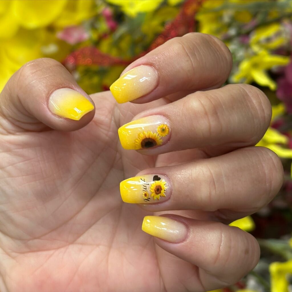 50 Latest February Yellow Nail Designs To Try in 2024! 47 Sunflower Yellow Nails Art