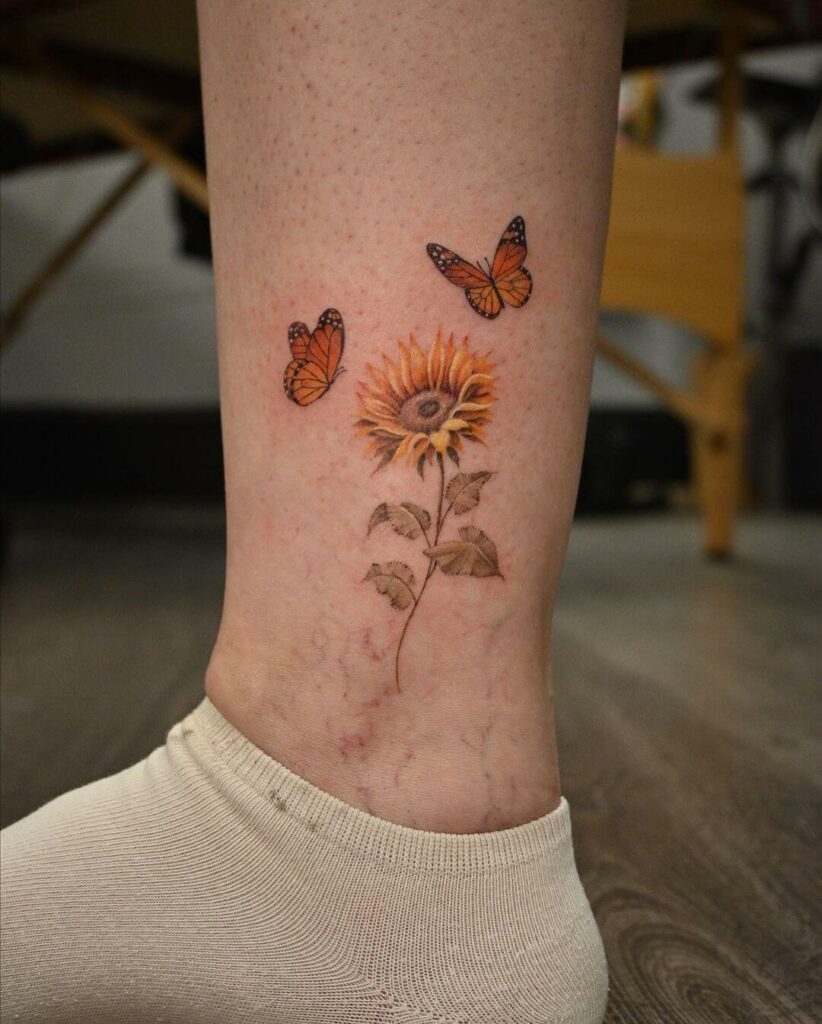 11+ Dainty Tattoo Ideas That Will Blow Your Mind! 12 Sunflower Tattoo On Ankle