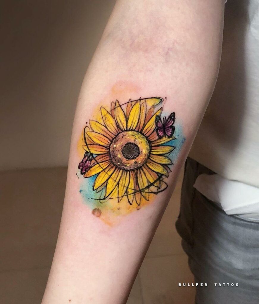 11+ Floral Watercolor Tattoo Ideas That Will Blow Your Mind 12 Sunflower Watercolor Tattoos