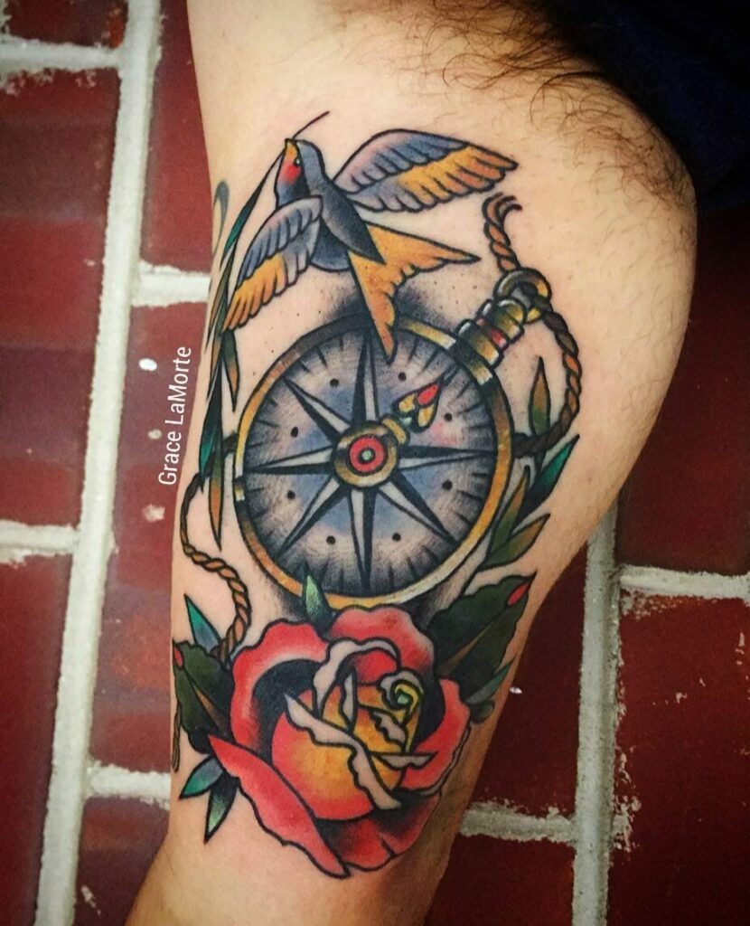 11+ Traditional Sparrow Tattoo Ideas You Have To See To Believe! 15 Swallow Tattoo With Nautical Imagery