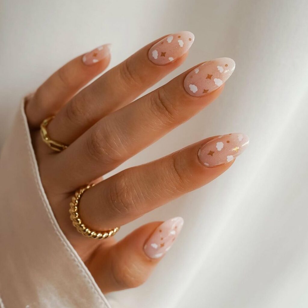 25 Latest Cloud Nails Designs To Try In 2024! 21 Sweet Almond Shaped Cloud Nails