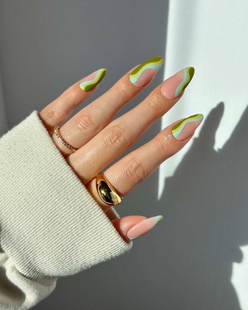 30 Latest Mint Green Nail Ideas To Try Today! 23 Artistic Swirl Mint Green Nails