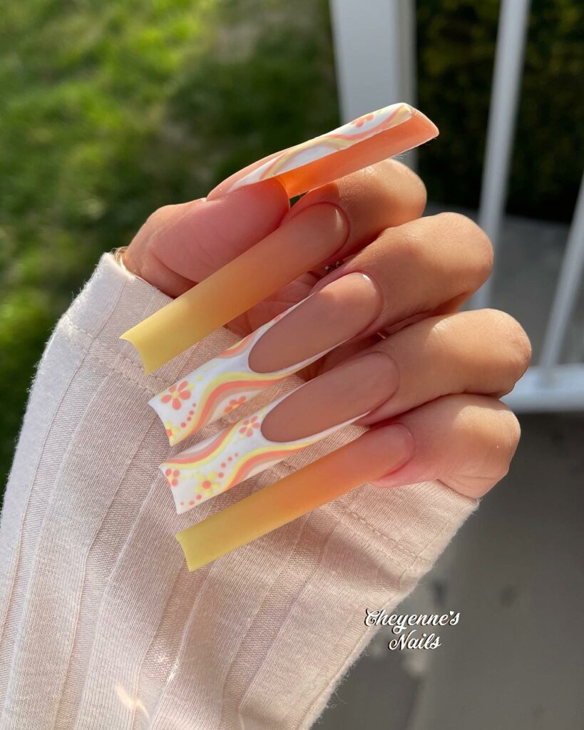 33 Latest Orange Acrylic Nail Ideas To Try in 2024! 36 Swirly Pastel Orange Acrylic Nails