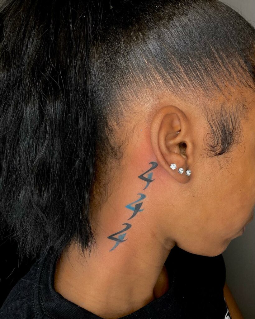 11+ 444 Tattoo Ideas That Will Blow Your Mind! 19 Teal And Black 444 Tattoo Style