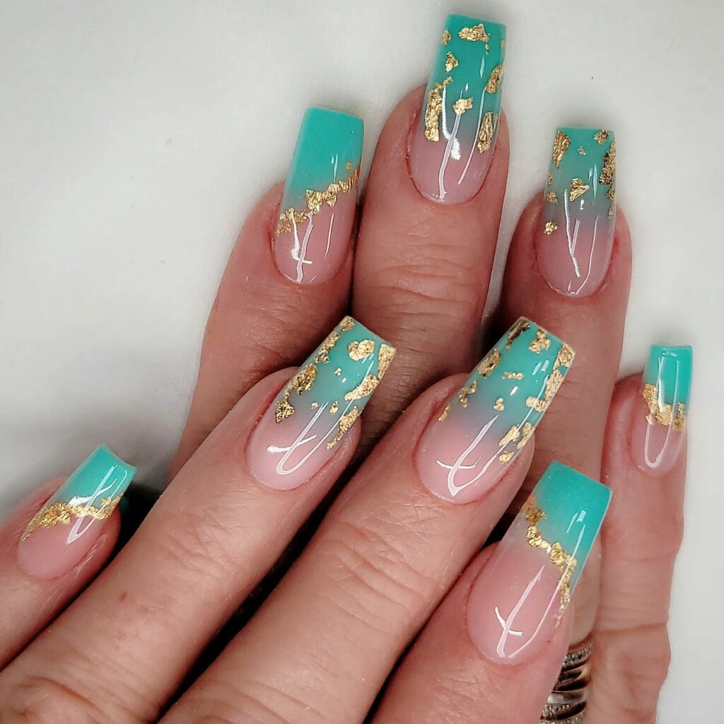 Refresh with 30 Green Ombre Nail Designs in 2024 17 Teal Ombre Nails
