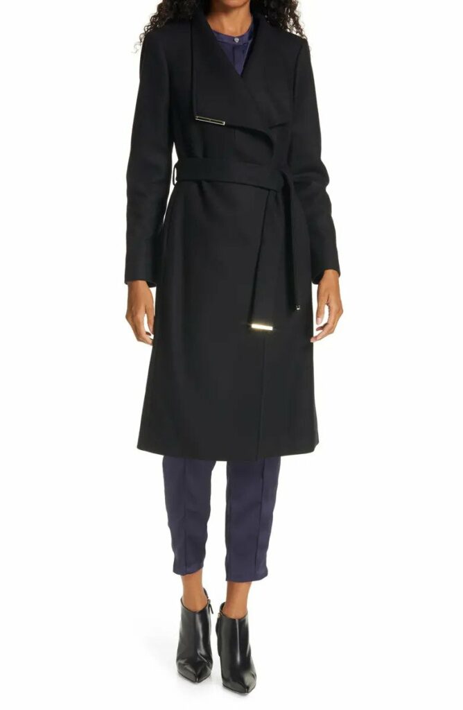 Ted Baker London Rose Wool & Cashmere Blend Wrap Coat