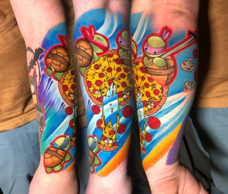 11+ Pizza Tattoo Ideas You Have To See To Believe! 12 Teenage Mutant Ninja Turtles Pizza Tattoo
