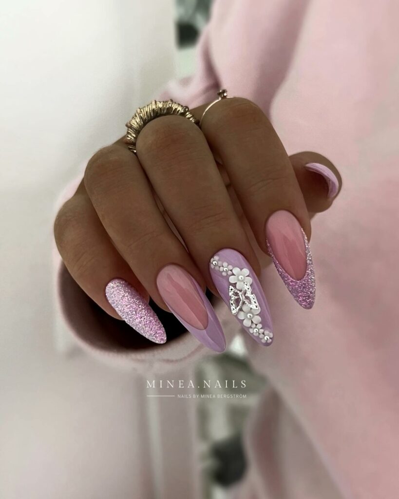 50 Latest Almond Shape Nail Ideas To Try In 2024! 30 Textured Lavender Almond Nails