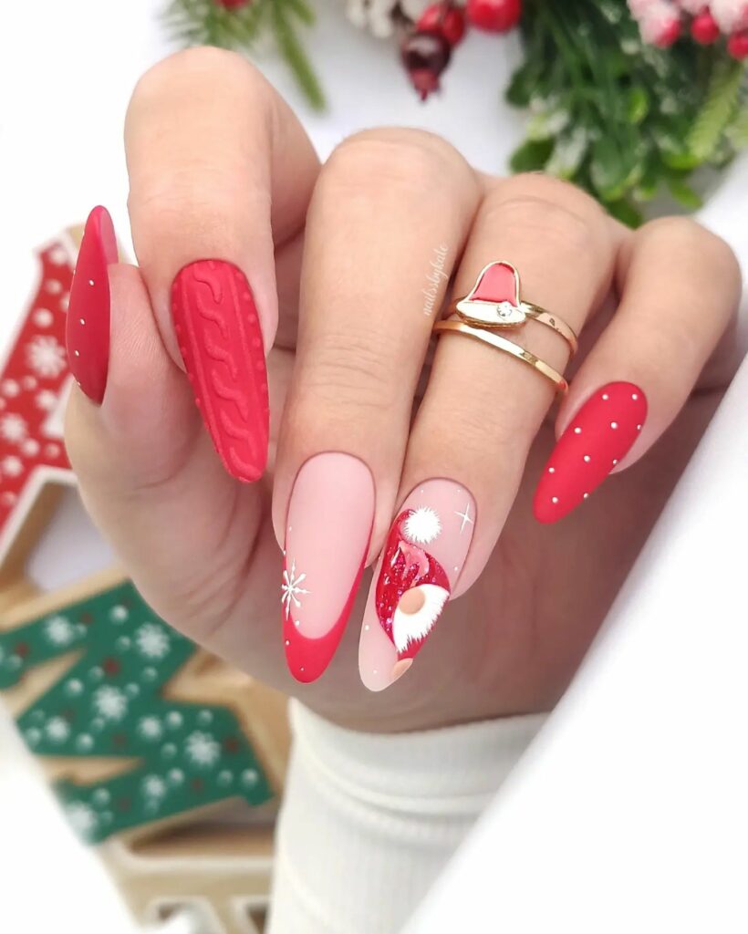 Spread Joy with 20 Santa Hat Nail Designs in 2024 12 Textured Santa Hat Nails