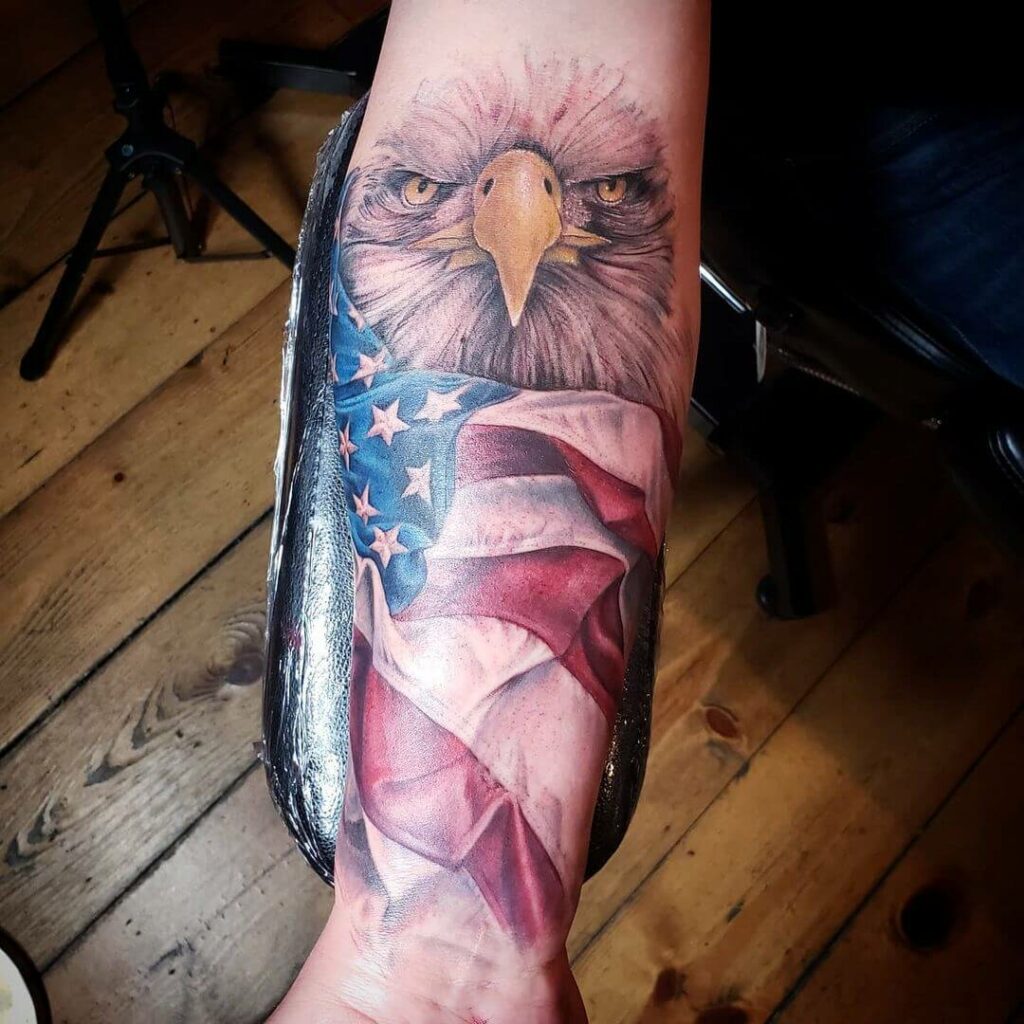12+ American Flag Sleeve Tattoo Ideas To Inspire You! 11 The American Eagle