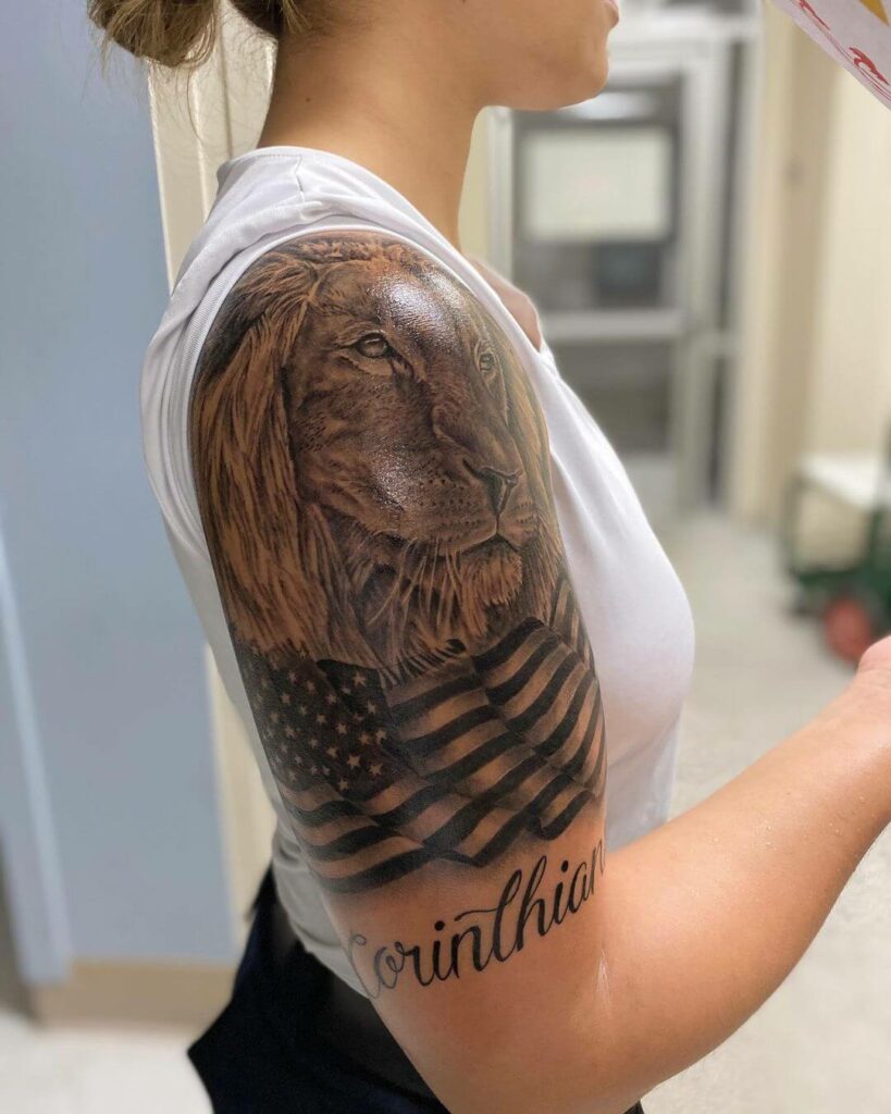 12+ American Flag Sleeve Tattoo Ideas To Inspire You! 12 The American Lion