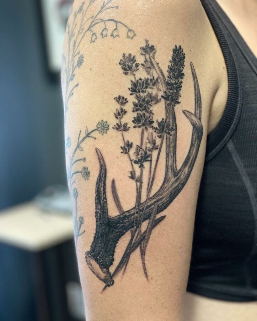 11 Latest Antler Tattoos To Inspire You In 2024! 11 The Antler Arm Tattoo For Nature Lovers