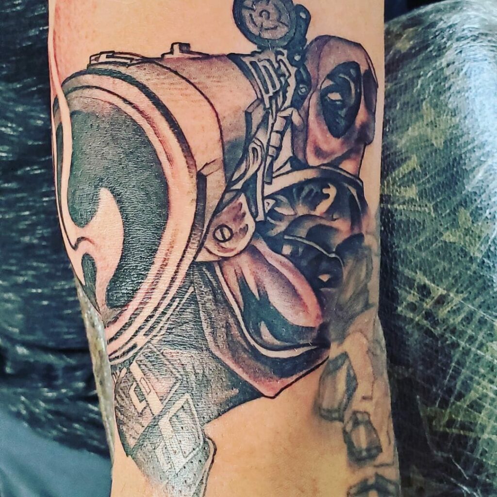 11+ Deadpool Tattoo Ideas You'll Have To See To Believe! 18 The Badass Deadpool Holding A Rocket Launcher Tattoo