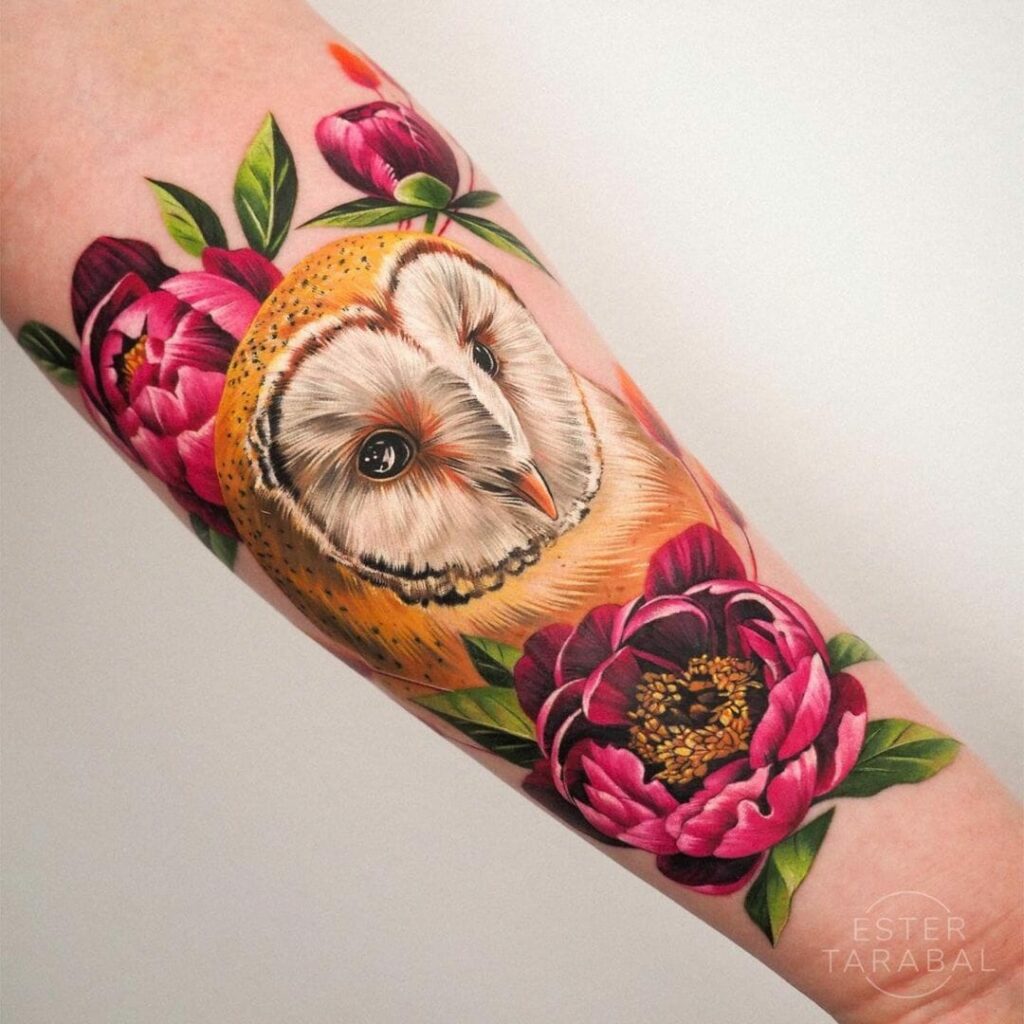 11+ Peonies Tattoo Ideas You Have To See To Believe! 13 The Barn Owl And Peony Tattoo