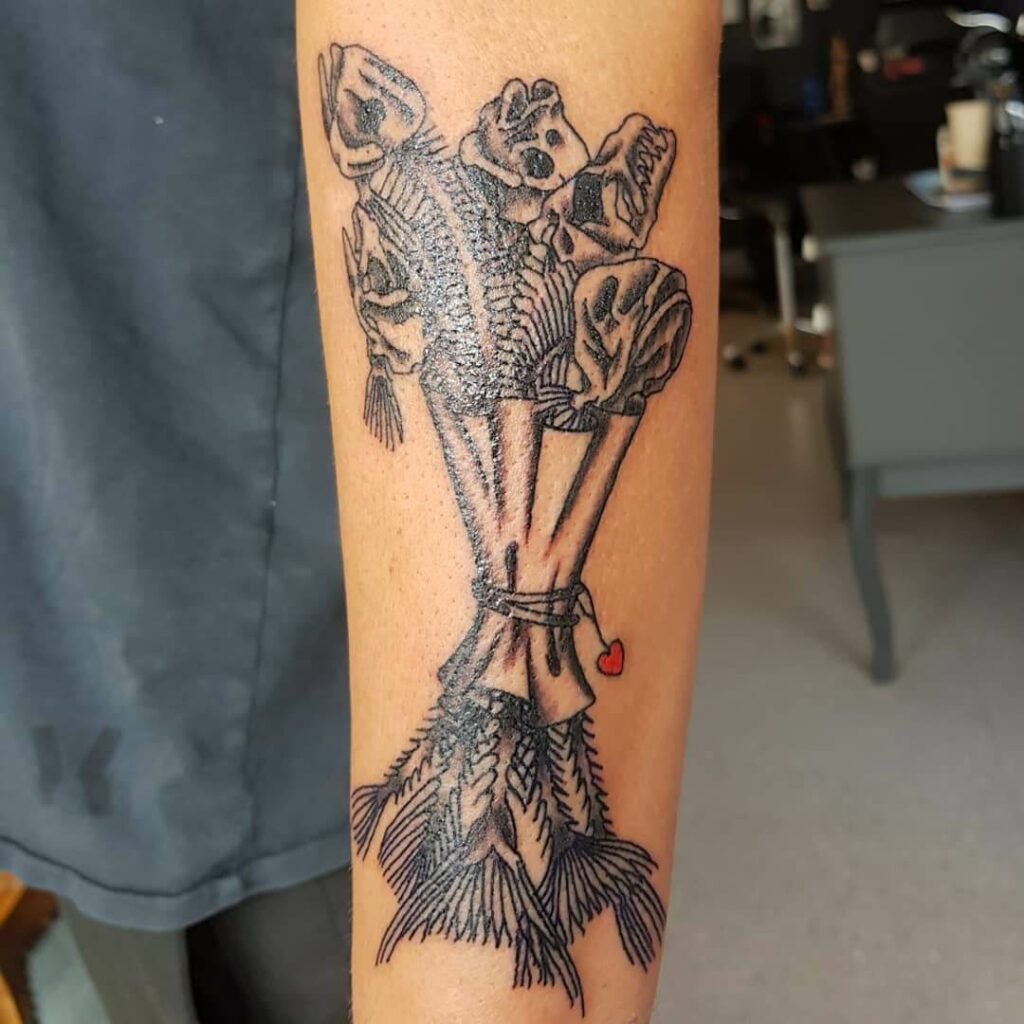 12+ Fish Skeleton Tattoo Ideas To Inspire You! 15 The Beautiful Fish Skeleton Bouquet Tattoo