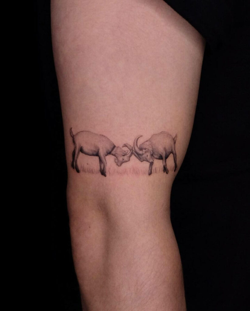11+ Cute Goat Tattoo Ideas That Will Blow Your Mind! 14 The Big Horned Goats