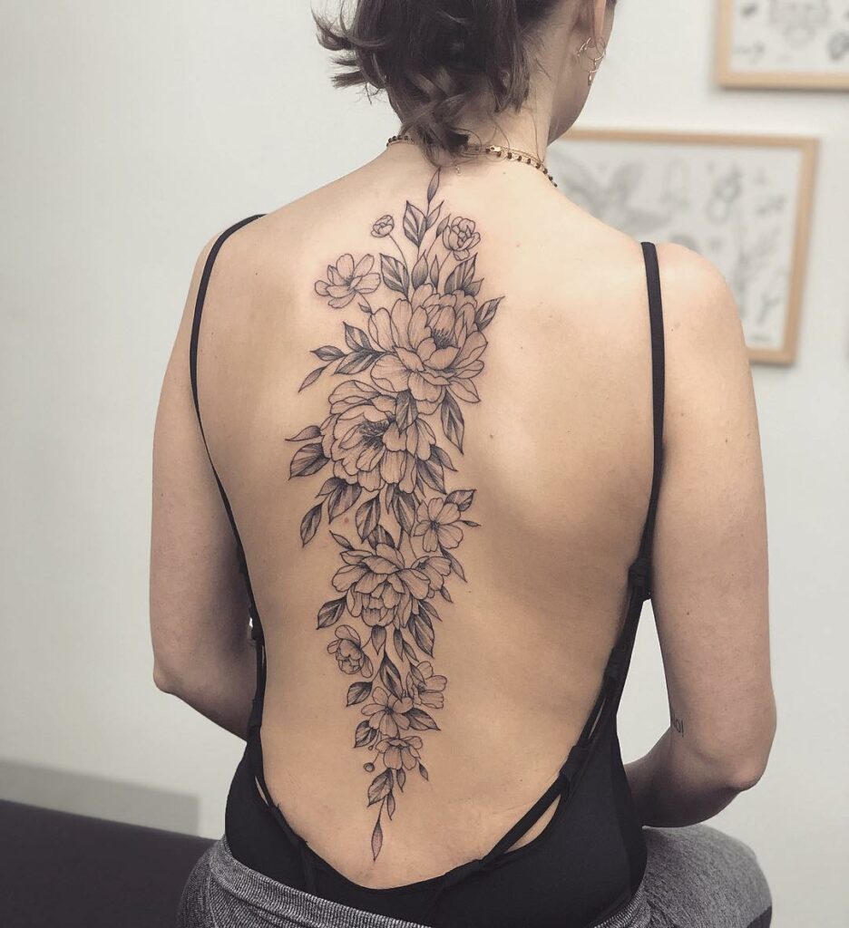 11+ Peonies Tattoo Ideas You Have To See To Believe! 11 The Big Sketch Peony Back Tattoo
