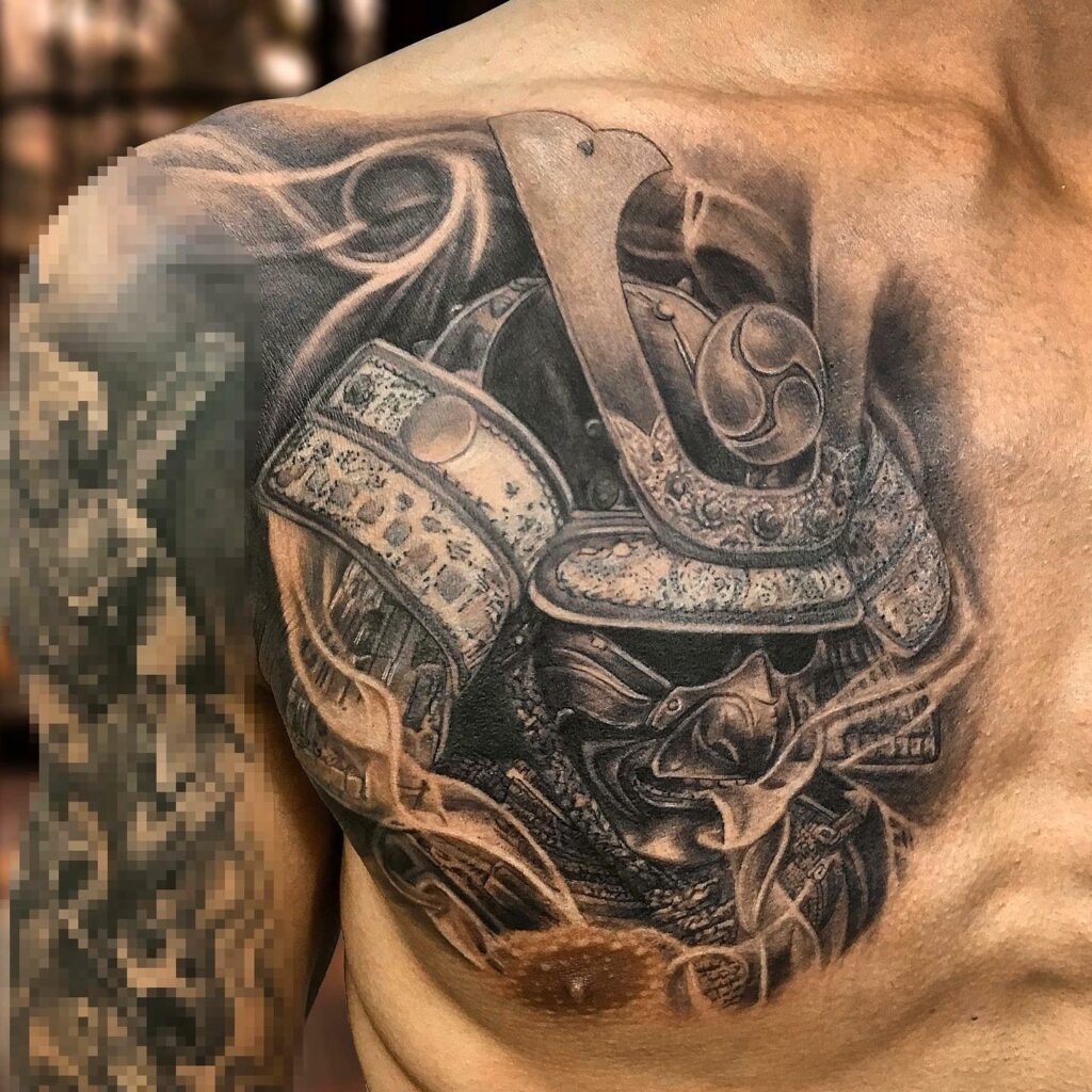 10+ Samurai Hand Tattoo Ideas That Will Blow Your Mind! 15 The Black Japanese Samurai Mask Smoke Tattoo