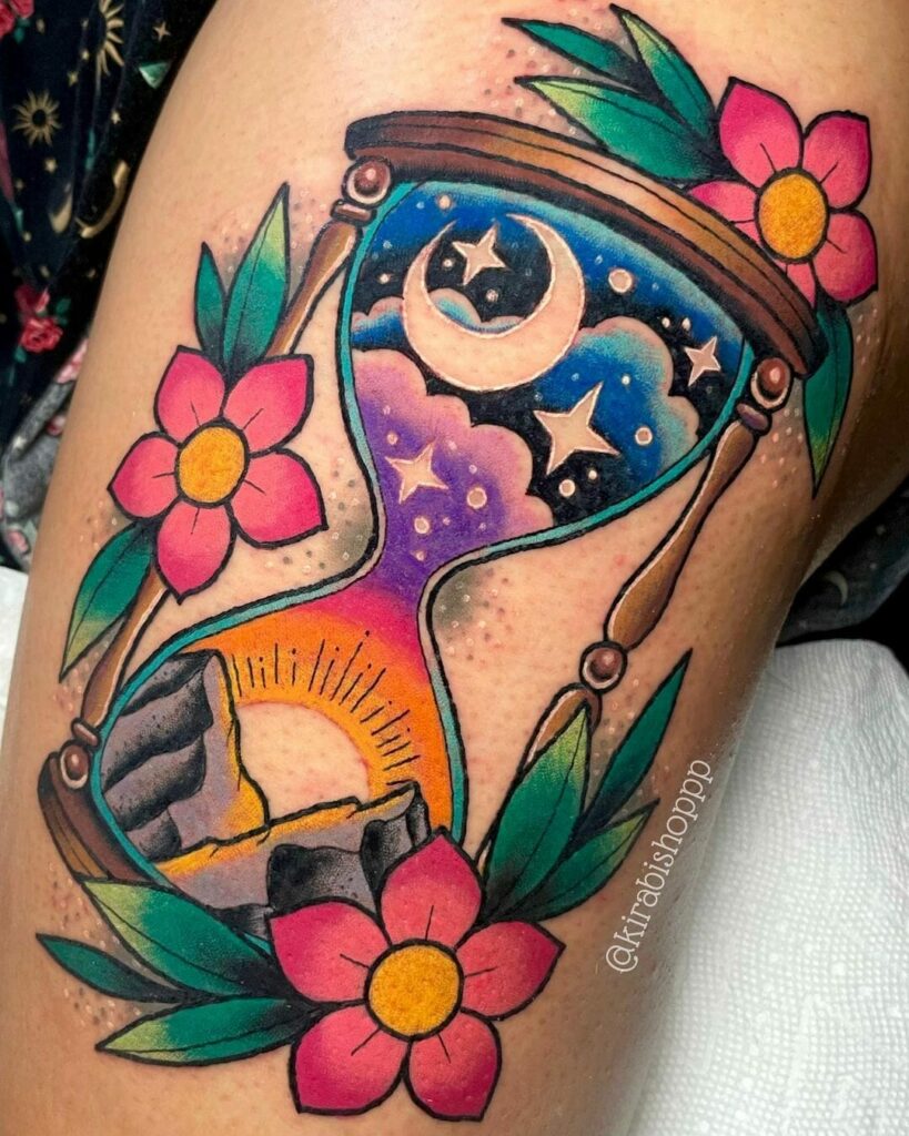 16+ Floral Tattoo Ideas You Have To See To Believe! 25 The Blooming Hourglass Tattoo