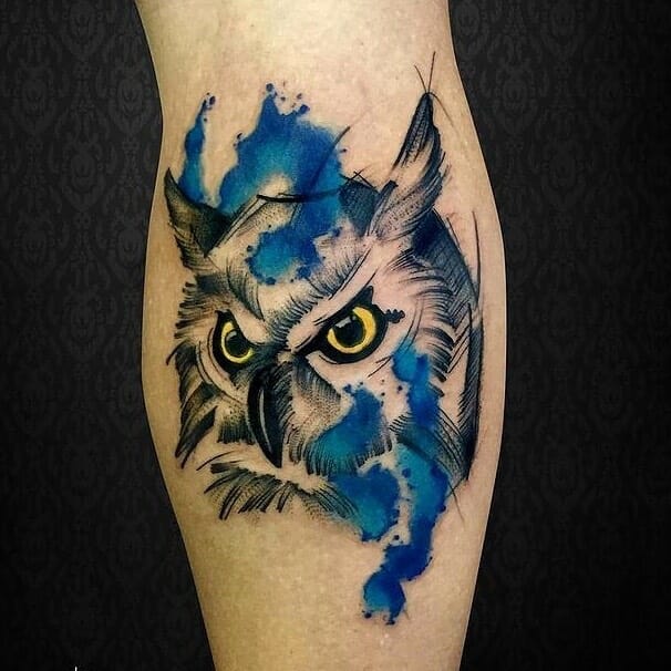 11+ Small Owl Tattoo Ideas That Will Blow Your Mind! 19 The Blue And Black Owl Tattoo