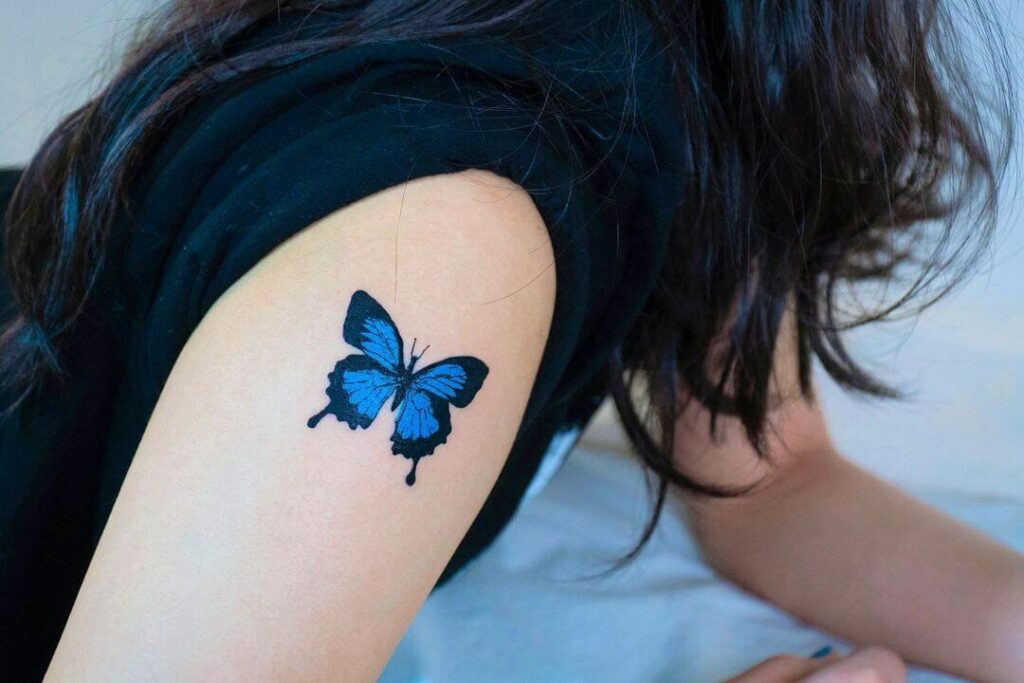 11+ Black And Blue Butterfly Tattoo Ideas That Will Blow Your Mind! 19 The Blue Butterfly