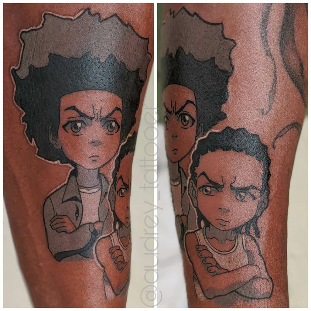 10+ Boondocks Tattoo Ideas That Will Blow Your Mind! 17 The Boondocks Tattoo Portraits of Riley and Huey
