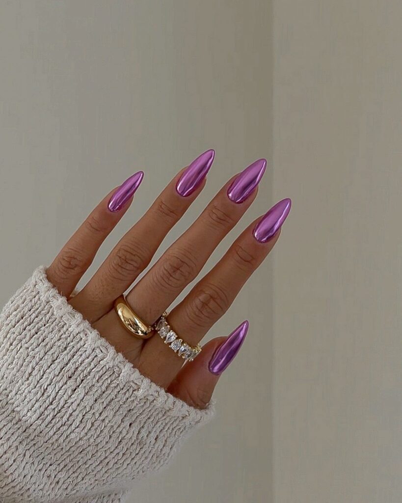 Shine with 30 Light Pink Chrome Nail Designs of 2024 24 The Chrome Purple Mani