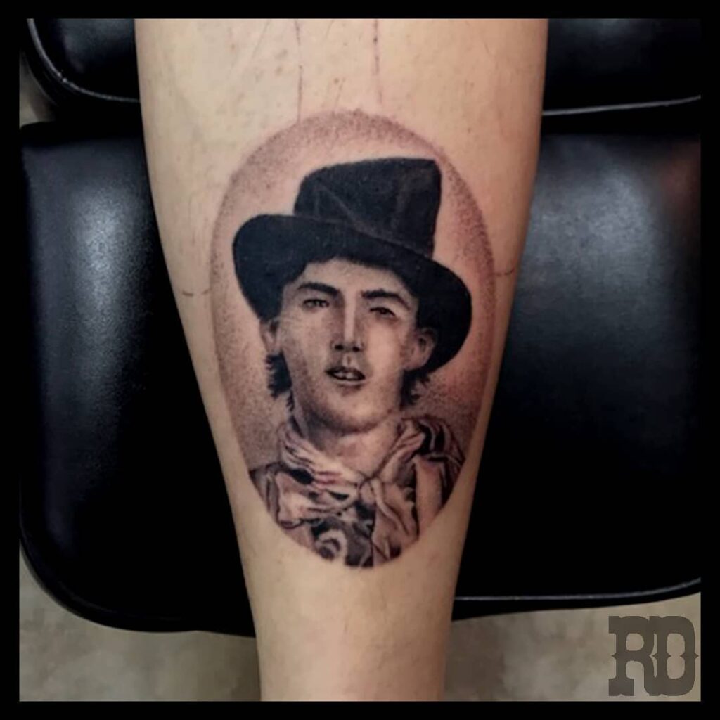 11+ Billy The Kid Tattoo Ideas That Will Blow Your Mind! 14 The Closeup Portrait of Billy The Kid Tattoo