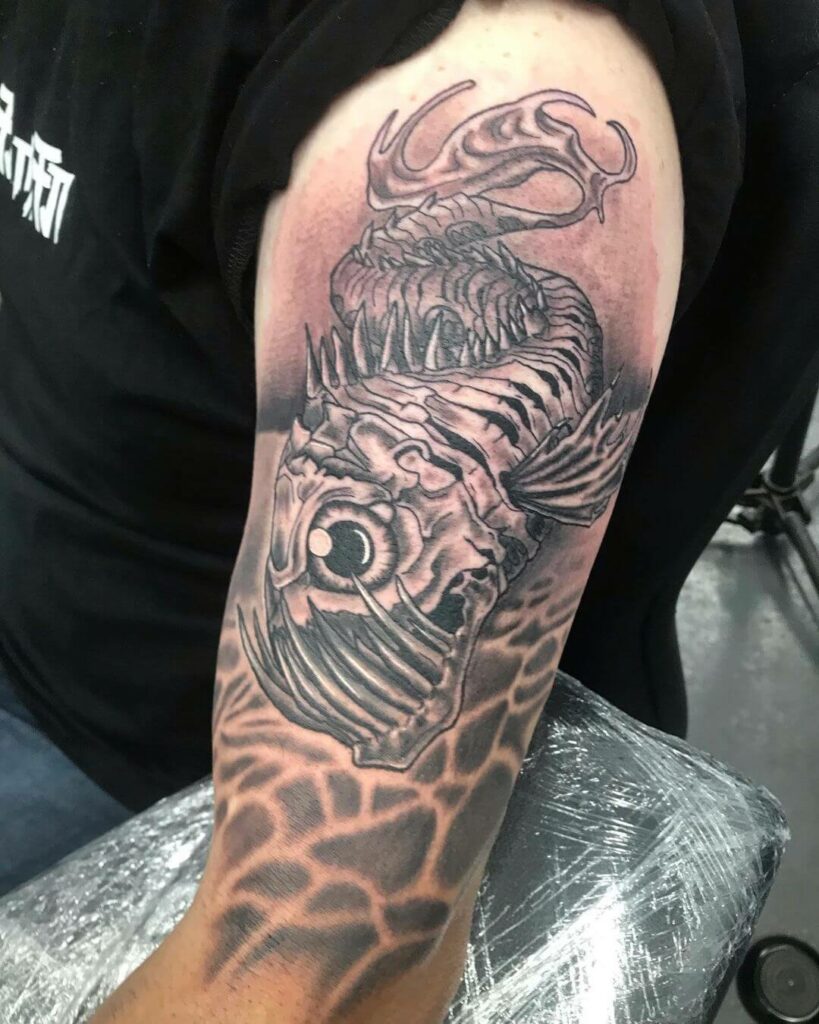 12+ Fish Skeleton Tattoo Ideas To Inspire You! 14 The Coolest Ever Angler Fish Skeleton Tattoo