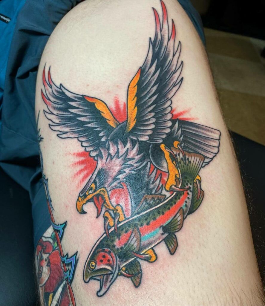 11+ Neo Traditional Eagle Tattoo Ideas That Will Blow Your Mind! 15 The Coolest Fly Fishing Eagle Tattoo Design