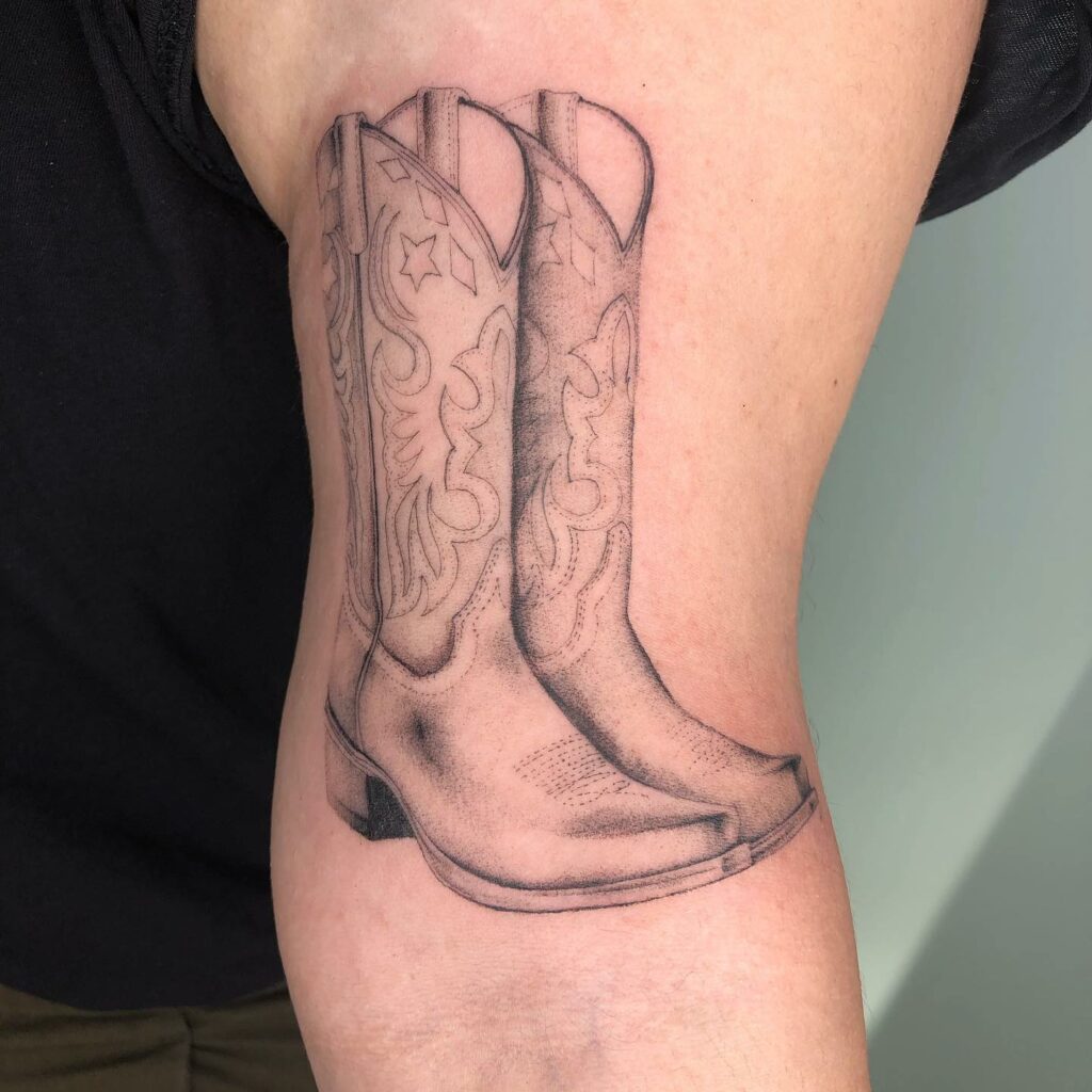 11+ Texas Sleeve Tattoo Ideas That Will Blow Your Mind! 17 The Cowboy Boots Tattoo