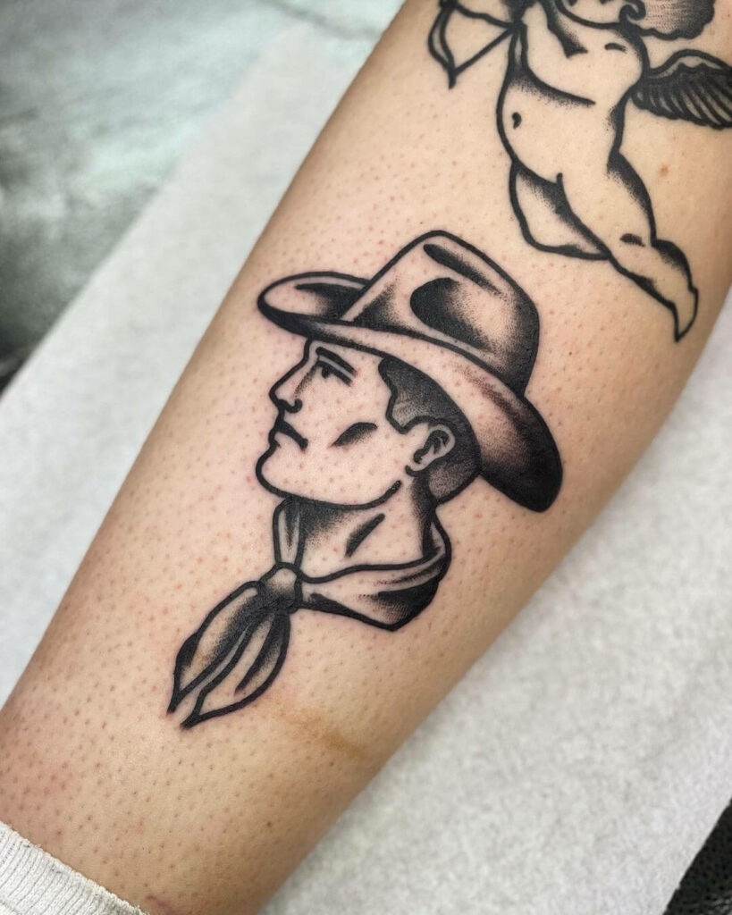 11+ Billy The Kid Tattoo Ideas That Will Blow Your Mind! 15 The Cowboy Outline Tattoo