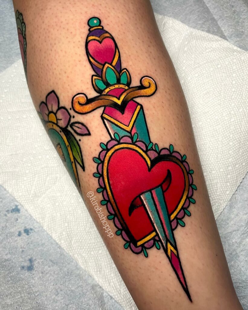 11+ Girly Heart Tattoo Ideas That Will Blow Your Mind! 14 The Dagger In The Heart Tattoo