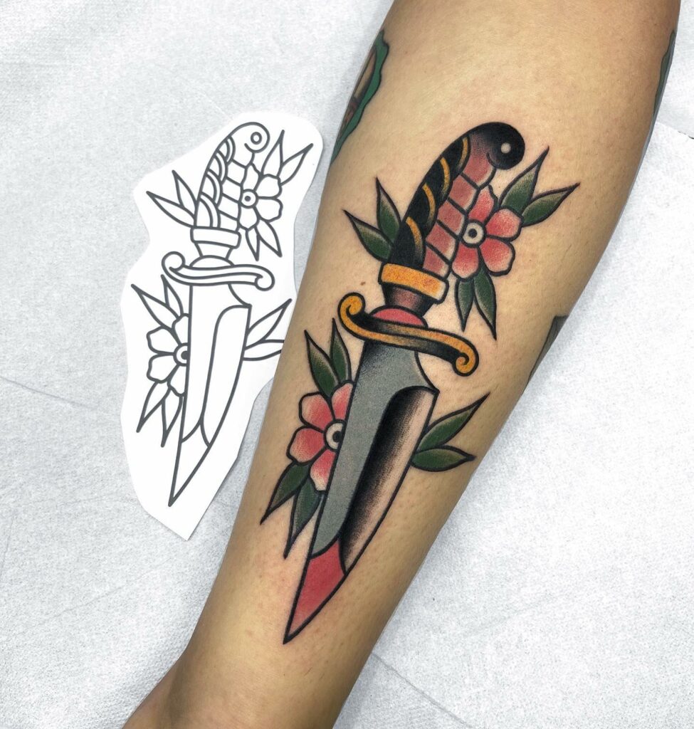10+ Traditional Tattoo Sleeve Fillers That Will Blow Your Mind! 16 The Dagger Tattoo